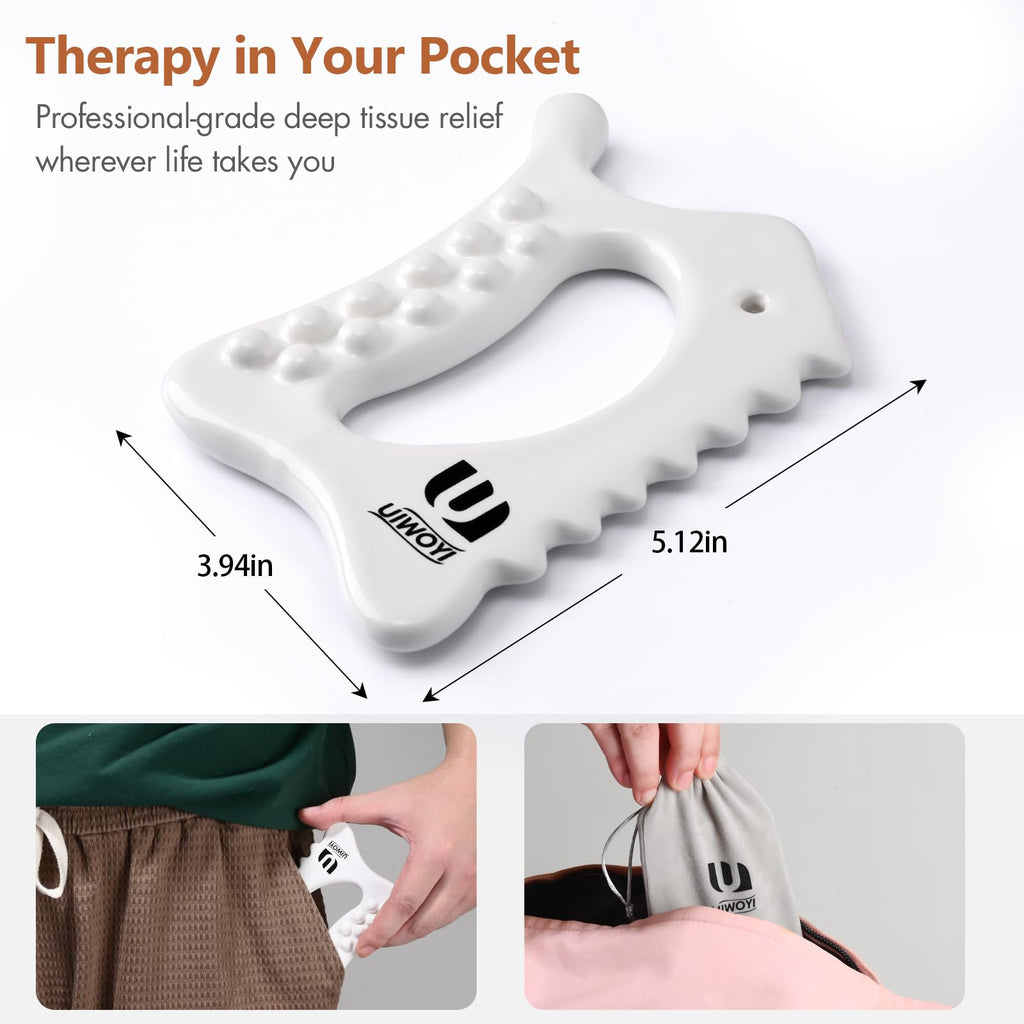 6-in-1 Ceramic Body Gua Sha Facial Tools | Lymphatic Drainage Tool, Face Sculpting Tool & Acupressure tool | Body Guasha | Trigger Point Massage Tool for Fascia Massage and Cellulite,Spring Skin Care