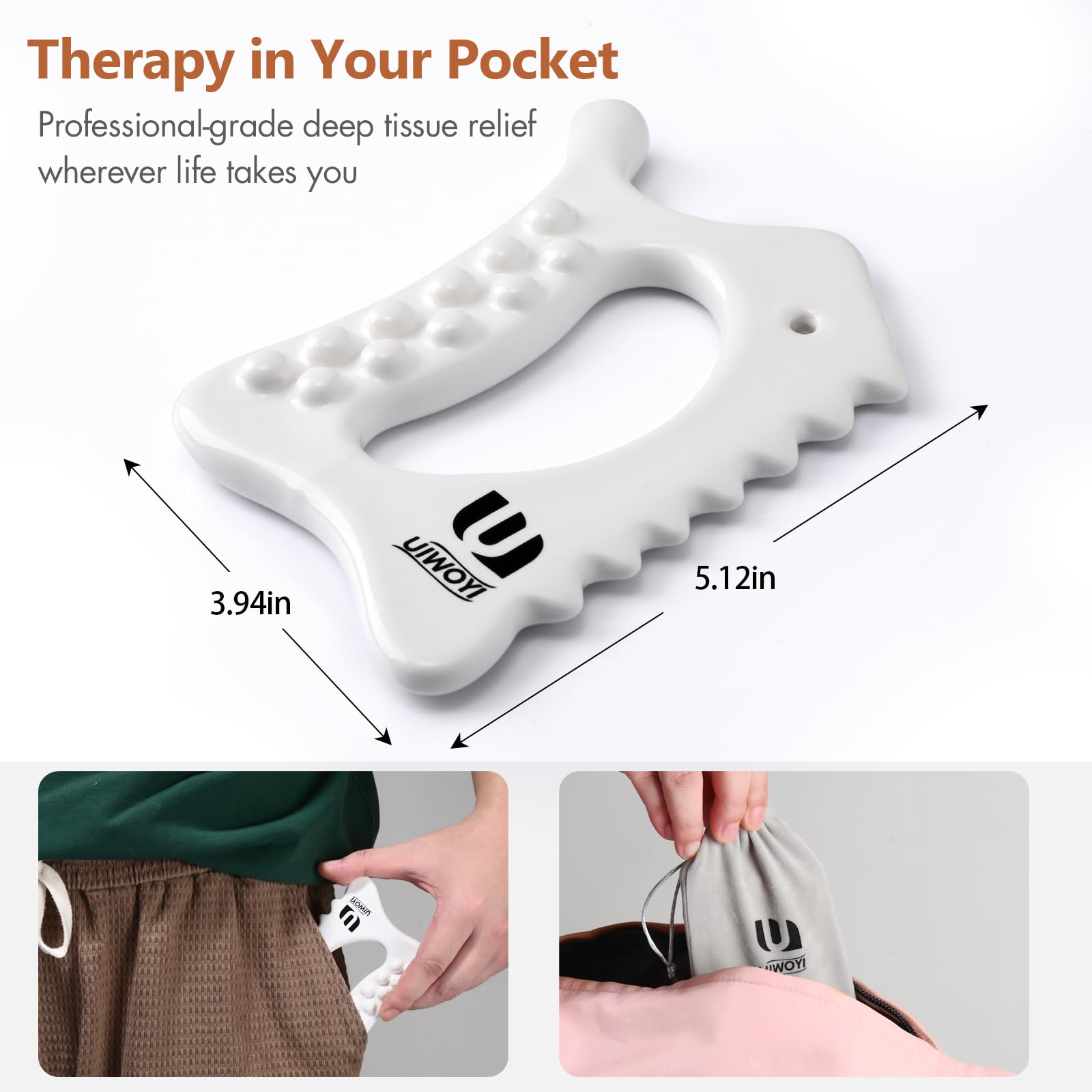 6-in-1 Ceramic Body Gua Sha Facial Tools | Lymphatic Drainage Tool, Face Sculpting Tool & Acupressure tool | Body Guasha | Trigger Point Massage Tool for Fascia Massage and Cellulite,Spring Skin Care