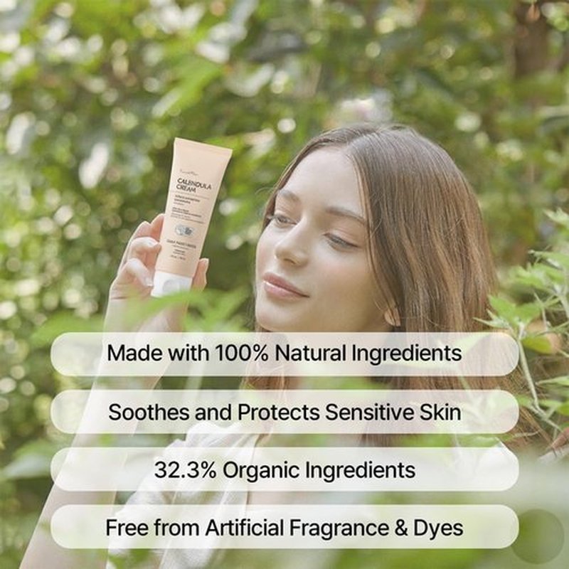 Earnest Mom Calendula Cream | Face Moisturizer for Sensitive, Dry Skin | With Cica & Ceramide for Skin Barrier Repair & Hydration | 100% Plant Based