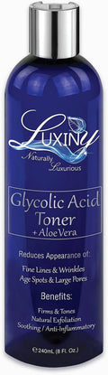 Glycolic Acid Toner - AHA BHA Hydrating Facial Toner | 8 oz Organic Alcohol-Free Witch Hazel for Acne-Prone Skin