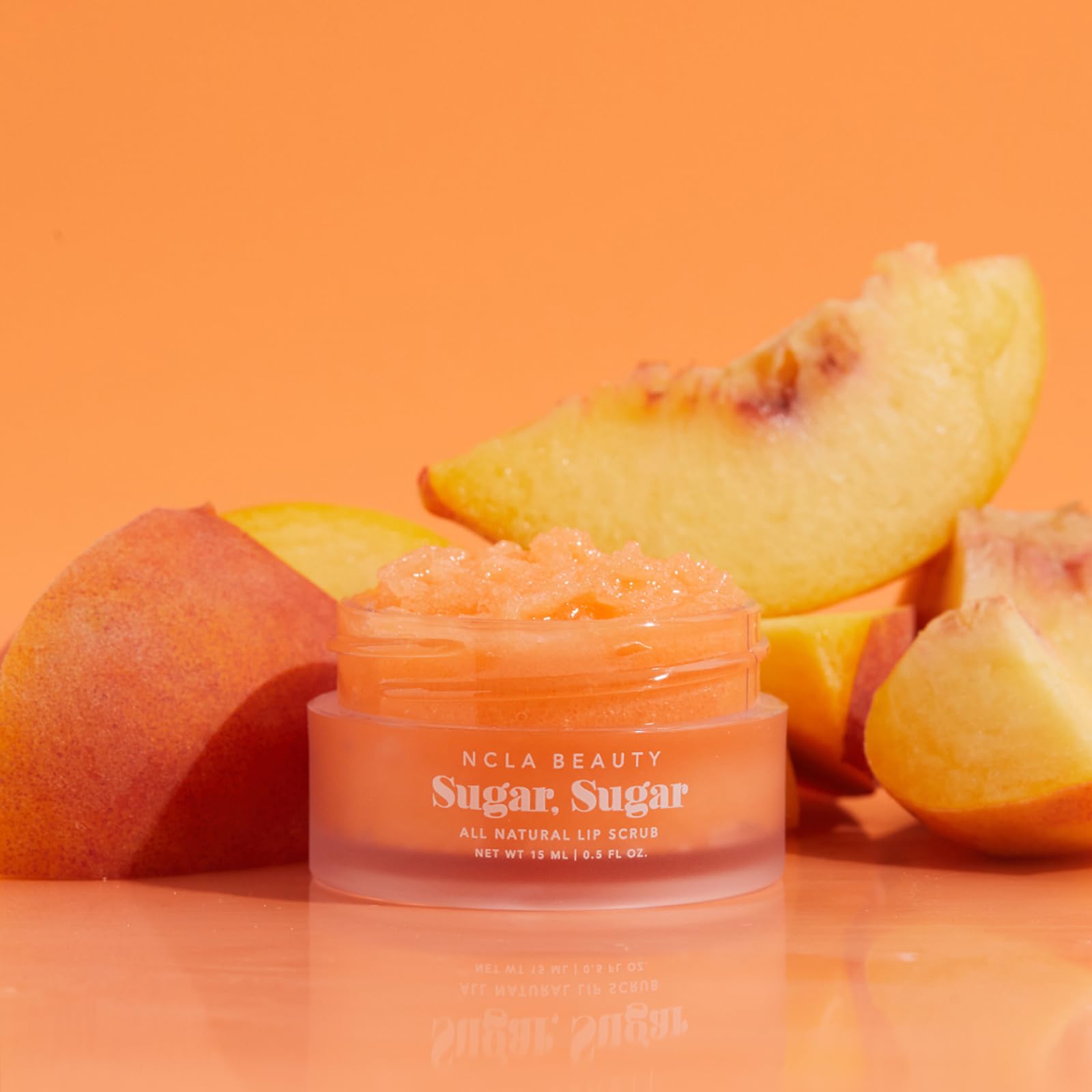 NCLA Beauty Sugar All Natural Lip Scrub - Lip Exfoliator - Made with Sugar, Cocoa and Shea Butter, Agave Nectar - Peach - 0.5 oz