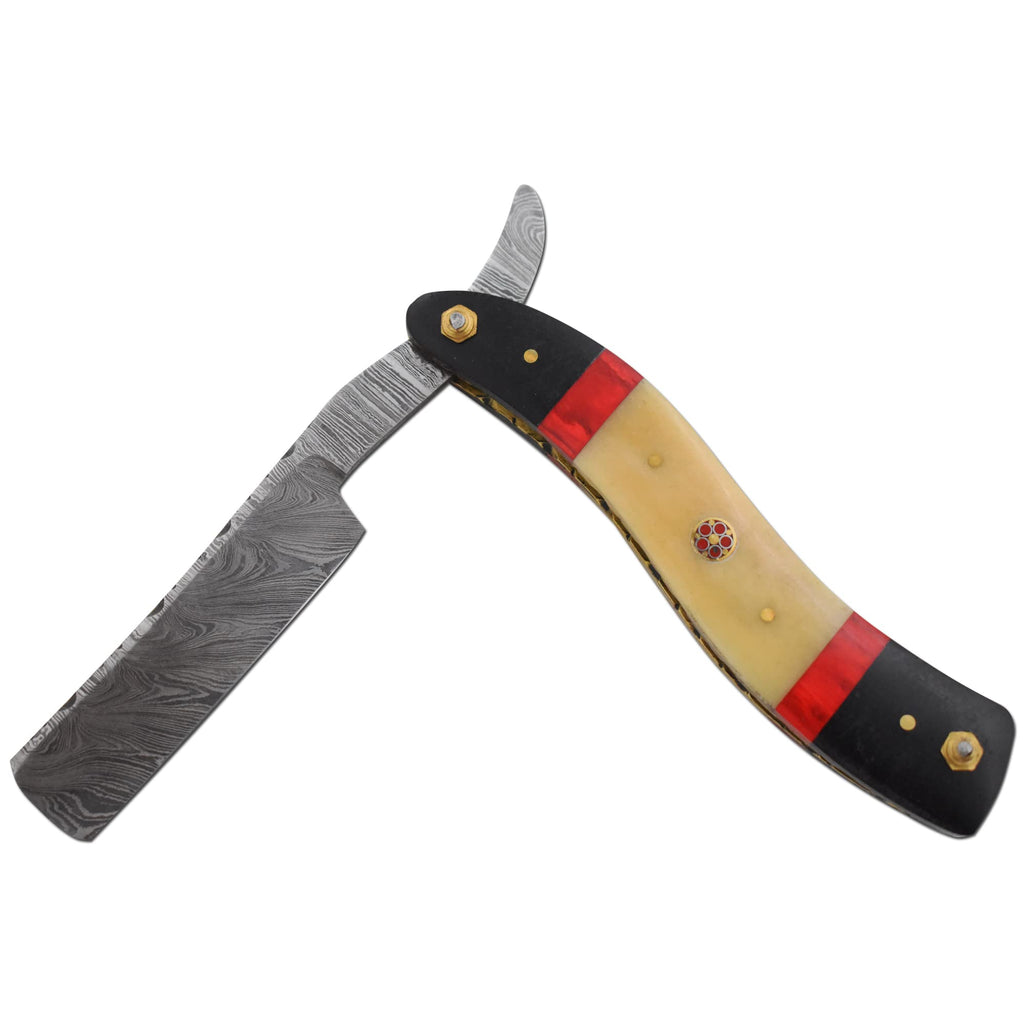 Old Ram Straight Razor | High Hardness Real Damascus Steel Cutthroat Straight Edge-Blade Barber Razor (329)