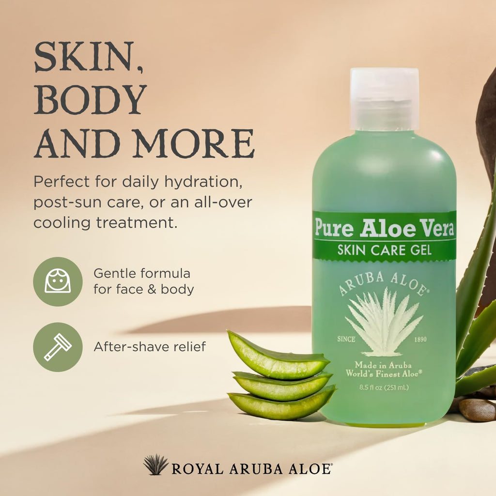 Aruba Aloe Pure Aloe Vera Gel – Soothes, Hydrates, and Refreshes Skin – 2.2 oz Tube