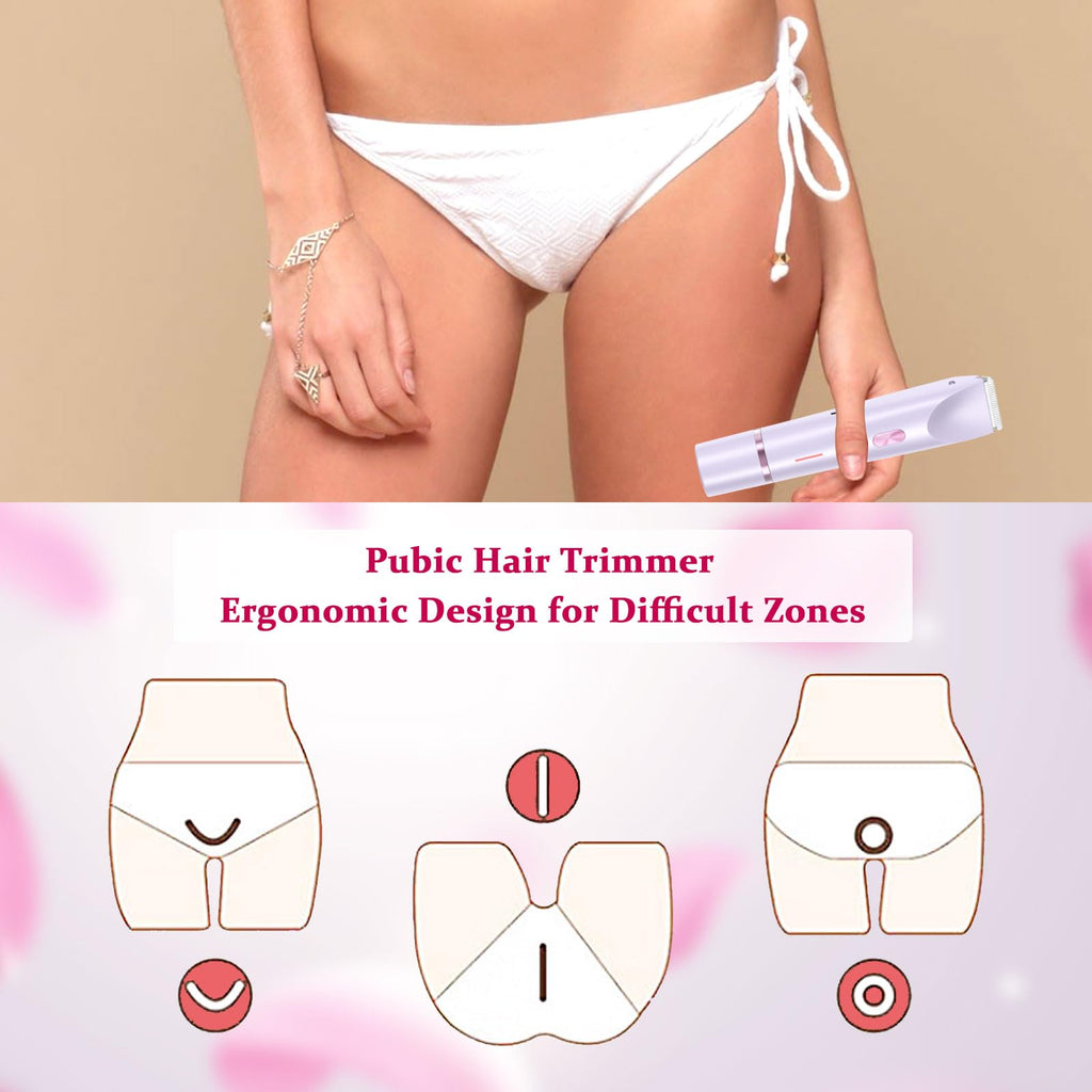 RIYUETAN Bikini Trimmer for Women Electric Razors for Women, Double Head Dual Purpose Hair Trimmer Ipx7 Waterproof Wet & Dry Use,Womens Electric Shaver for Legs Underarm (Pink) (Purple)