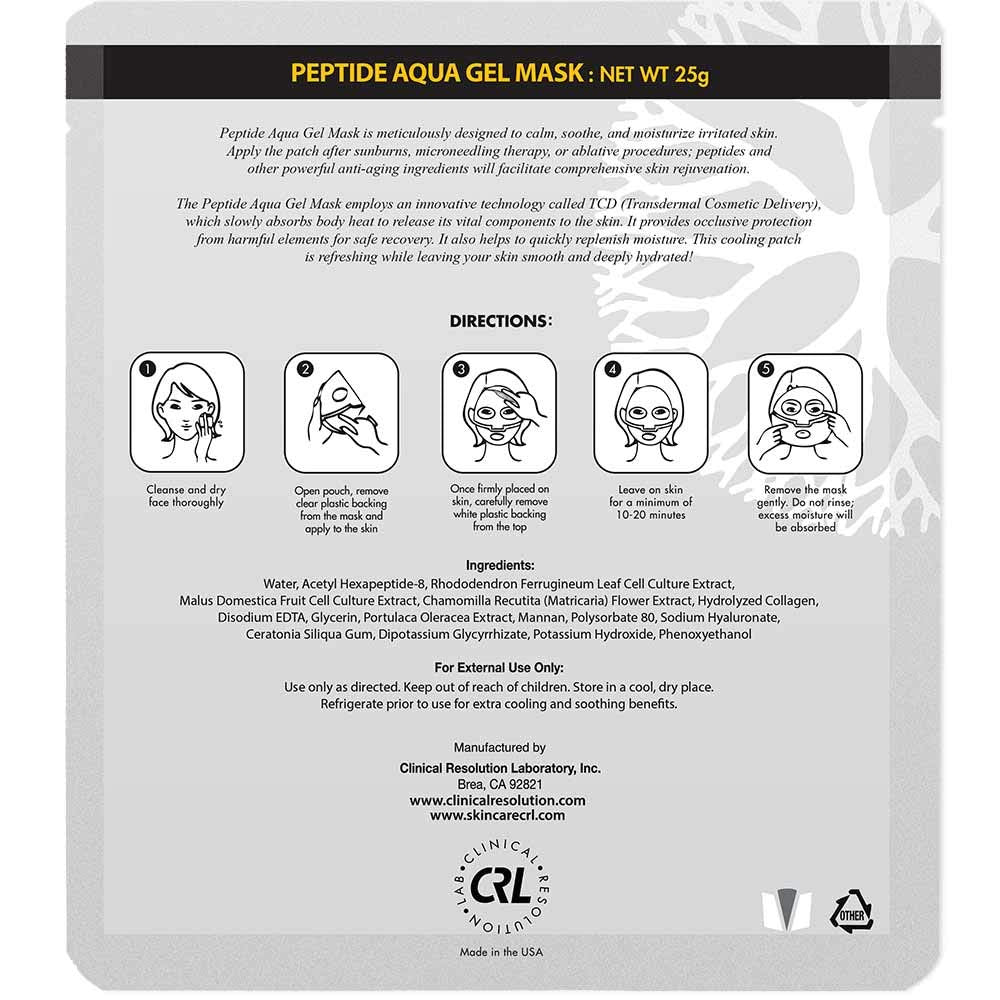 Clinical Resolution CRL Peptide Aqua Gel Mask 5 Pack Instant Hydration, Soothing & Cooling, Helps Comfort Skin After Professional Treatments, for a Refreshed, Healthy-Looking Complexion