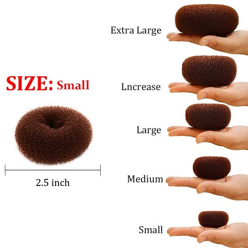 Skiennix Hair Donut Shaper - 2PCS Extra Ring Style Chignon Bun Maker for Kids | 2.5 Inch, Brown