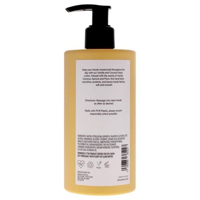 Beauty SpaceNK Vanilla & Coconut Hand Lotion – Moisturizes & Nourishes – Non-Greasy, Fast-Absorbing – Softens & Protects Hands – For All Skin Types – Vegan & Cruelty-Free – 11.8 oz