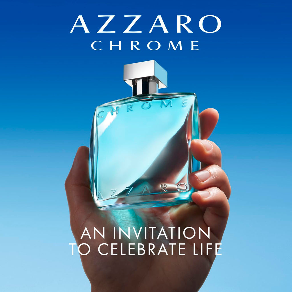 Azzaro Chrome Eau de Toilette - Fresh Aquatic Mens Cologne - Citrus, Woody, Musky Fragrance -Fresh Everyday Wear - Classic Summer Beach Scent - Luxury Perfumes for Men - Value Size, 6.7 Fl. Oz