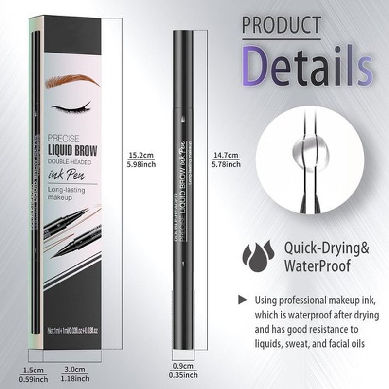 3PCS Microblading Eyebrow Pen Set, 2-in-1 Waterproof Eyebrow Pencil with Dual-Ended 2-Fork-Tips and Precision Brush, 3 Shades (Brown/Light Brown/Dark Brown)