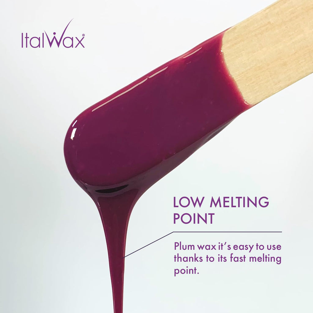 Italwax Classic Line Plum Hard Wax Beads 1.1 lb (500 g) – Long Setting Stripless Wax for Beginners & Controlled Application – Made in Italy
