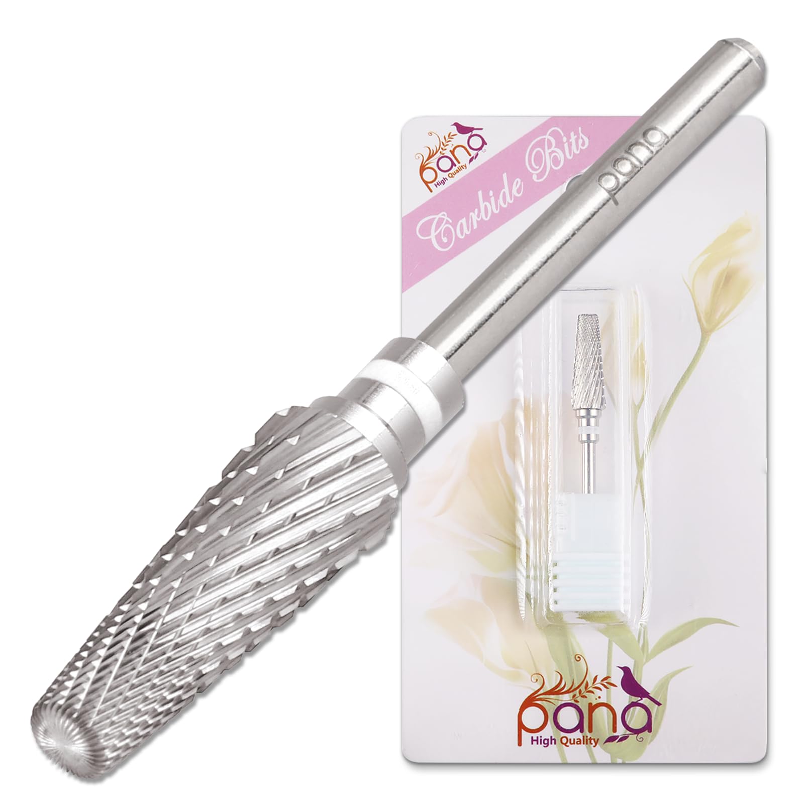 PANA 5-in-1 Pro Upgraded Multi-Function Drill Bit 3/32" Shank Size - (Silver, 2X Coarse to 2X Fine) - Mix Size Tungsten Drill Bit Fast Remove Acrylic Hard Gel Nail for Manicure Pedicure