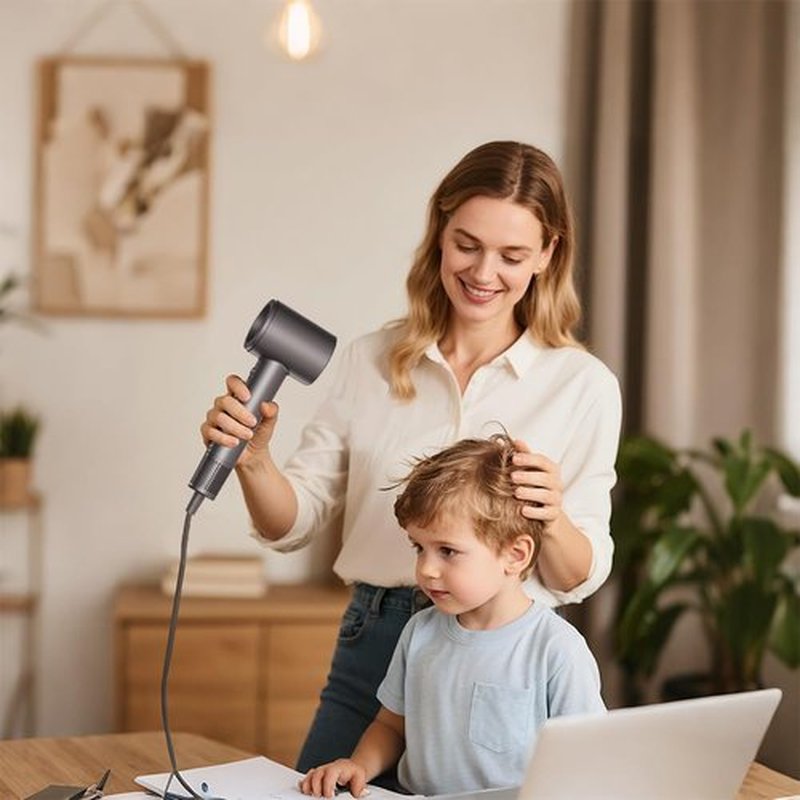 Hair Dryer,BOWEI Professional 110000RPM Blow Dryer - Smart Temp Control Thermal Protection, Low Noise & Magnetic Concentrator for Women Girl Kids Salon-Grade Blowouts at Home & Travel - Gray