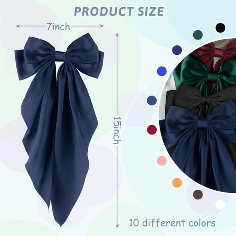 Mlurcu Hair Bows for Women Girls 10 Pcs Big Bows Hair Clips Barrettes Silky Satin Ribbon Bows Layered Large Bow French Style Hair Accessories Oversized Christmas Hair Bows for Women Girls