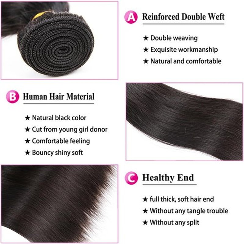 Straight Human Hair Bundles 14 16 18 20 Inch Sew In Hair Extensions 400g/Pack