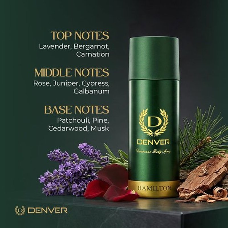 Denver Hamilton Nano Deodorant Body Spray for Men - Long-Lasting Lavender, Bergamot & Cedarwood Scent | 1.7 Fl Oz