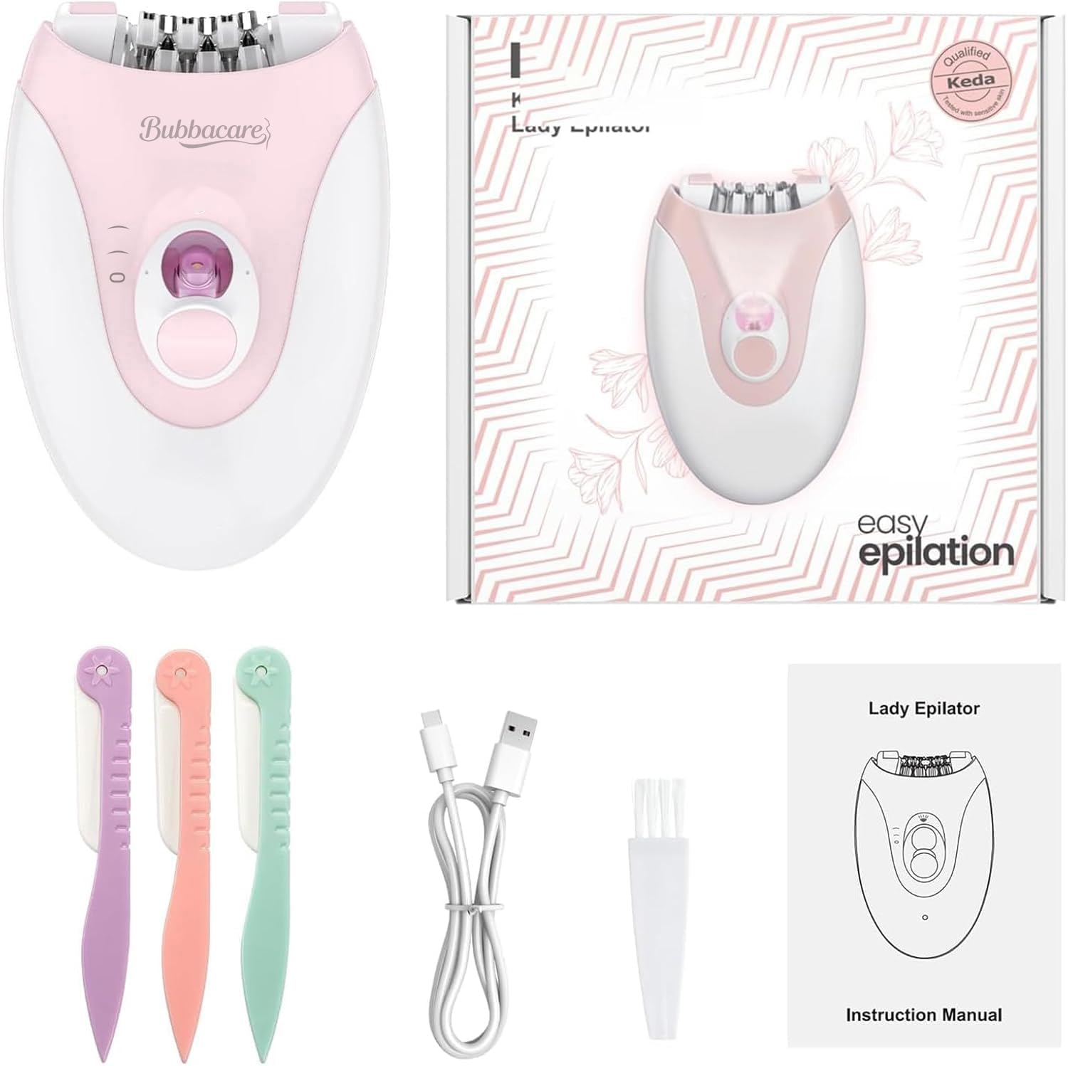 Epilator for Women, Silent Smooth Glide 2-Speed Facial Hair Removal Device, Cordless Rechargeable Hair Remover for Face, Legs, Bikini, Arms