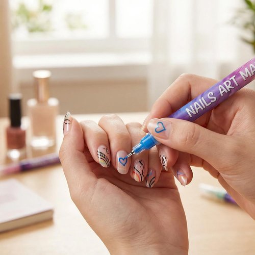 12 Colors Nail Art Pens for Painting Nails,0.5mm Nail Polish Pens Point Liner Acrylic Painted Pen Kit,Waterproof and Quick-drying Nail for DIY Nails Art Design