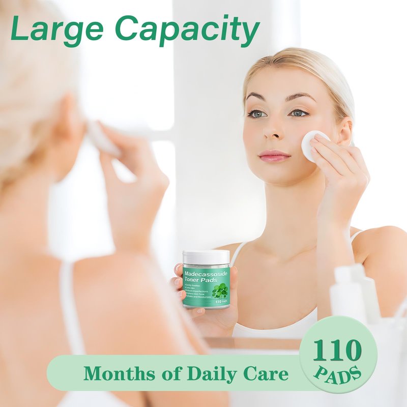 Madecassoside Blemish Pad, Pore Pad,Toner Pads for Face, Calm Redness, Strengthen Barrier & Brightens Skin Tone with Centella Asiatica, Vegan Gauze, 110 Pads for All Skin Types (110PADS)