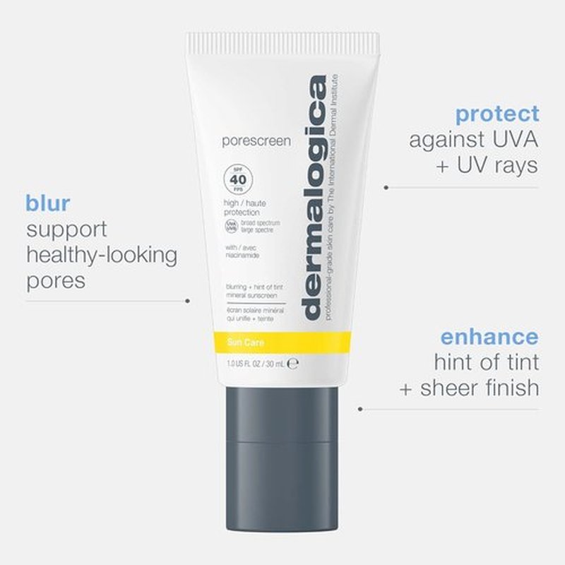 Dermalogica Porescreen Mineral Sunscreen SPF 40 - Pore-Reducing Primer & Sunblock for Face - 1 fl oz