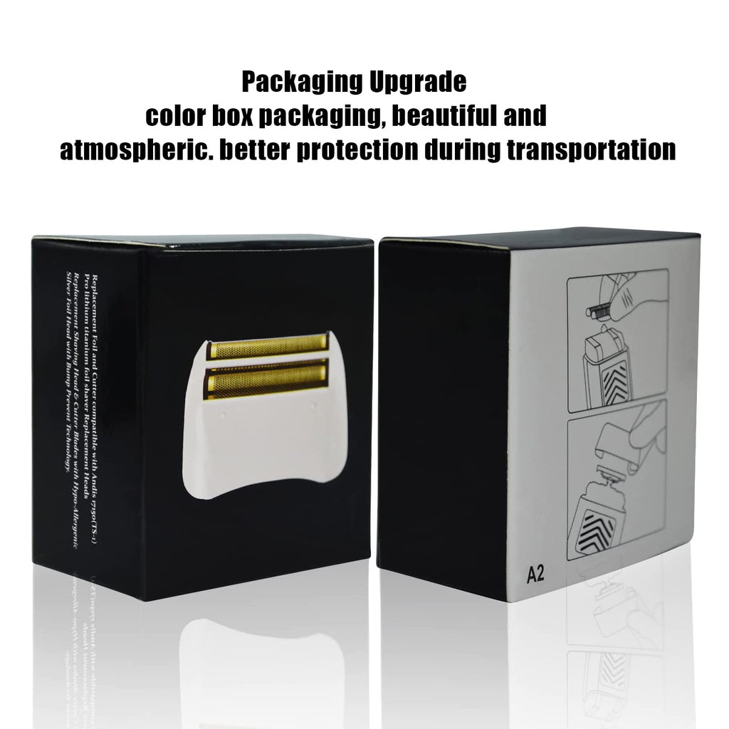 2 Packs Pro Shaver Replacement Foil and Cutters Compatible With Andis #17155 & #17150 Shaver Pro Foil (golden)