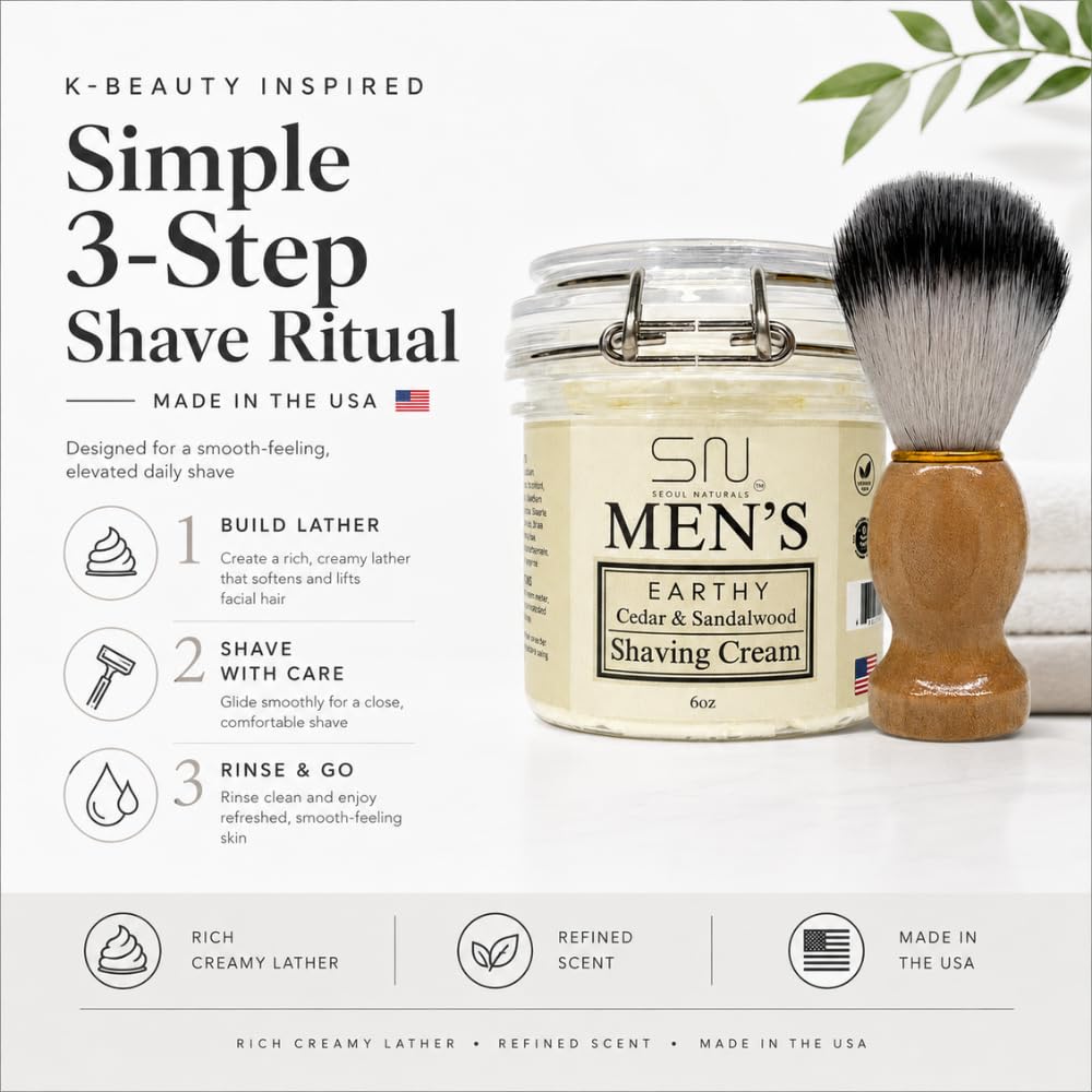 Seoul Naturals Warm and Rustic Cracklin' Birch Shaving Cream, k beauty, 6 oz