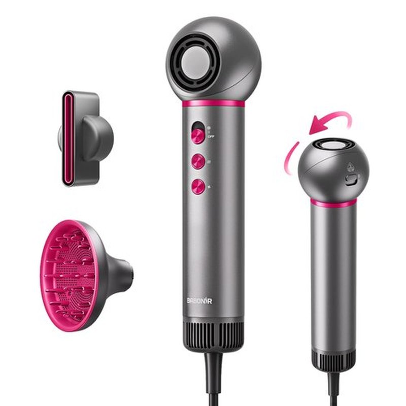 BABONIR Travel Hair Dryer for Women, Lightweight Compact Blow Dryer, 360° Rotatable Head, 110,000 RPM High-Speed Ionic Hair Dryer with Diffuser & Concentrator, Portable Hair Dryer for US Travel & Home
