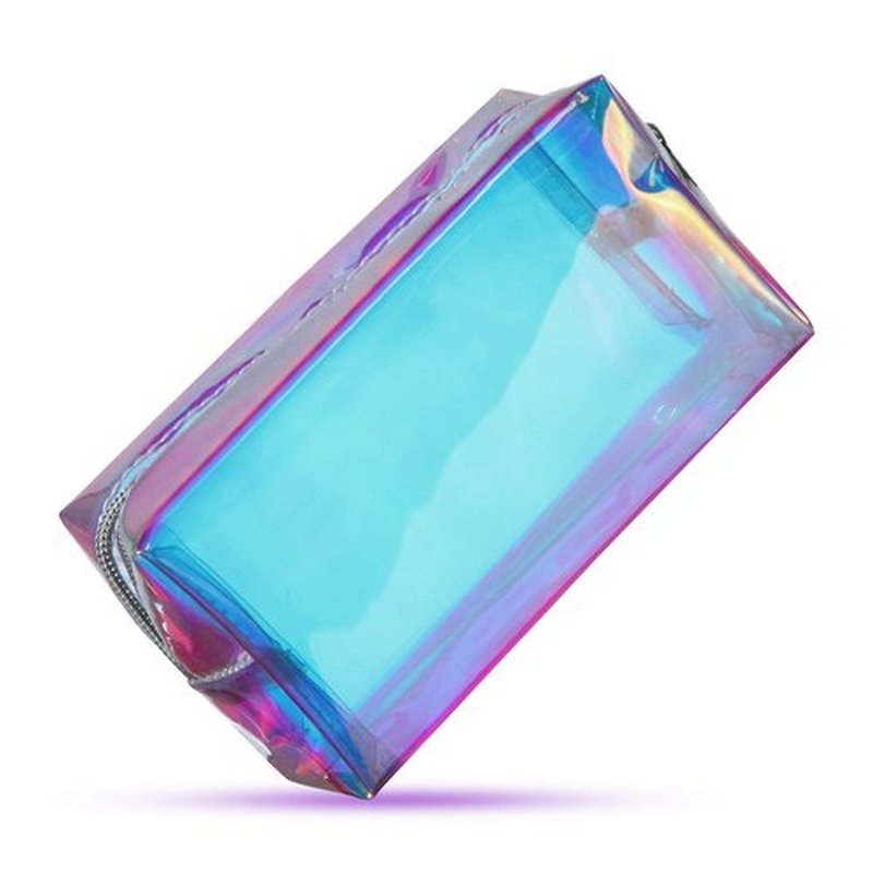 Boao Holographic Makeup Bag Set - Clear Iridescent Travel Cosmetic Pouches | Zippered Toiletry Organizers