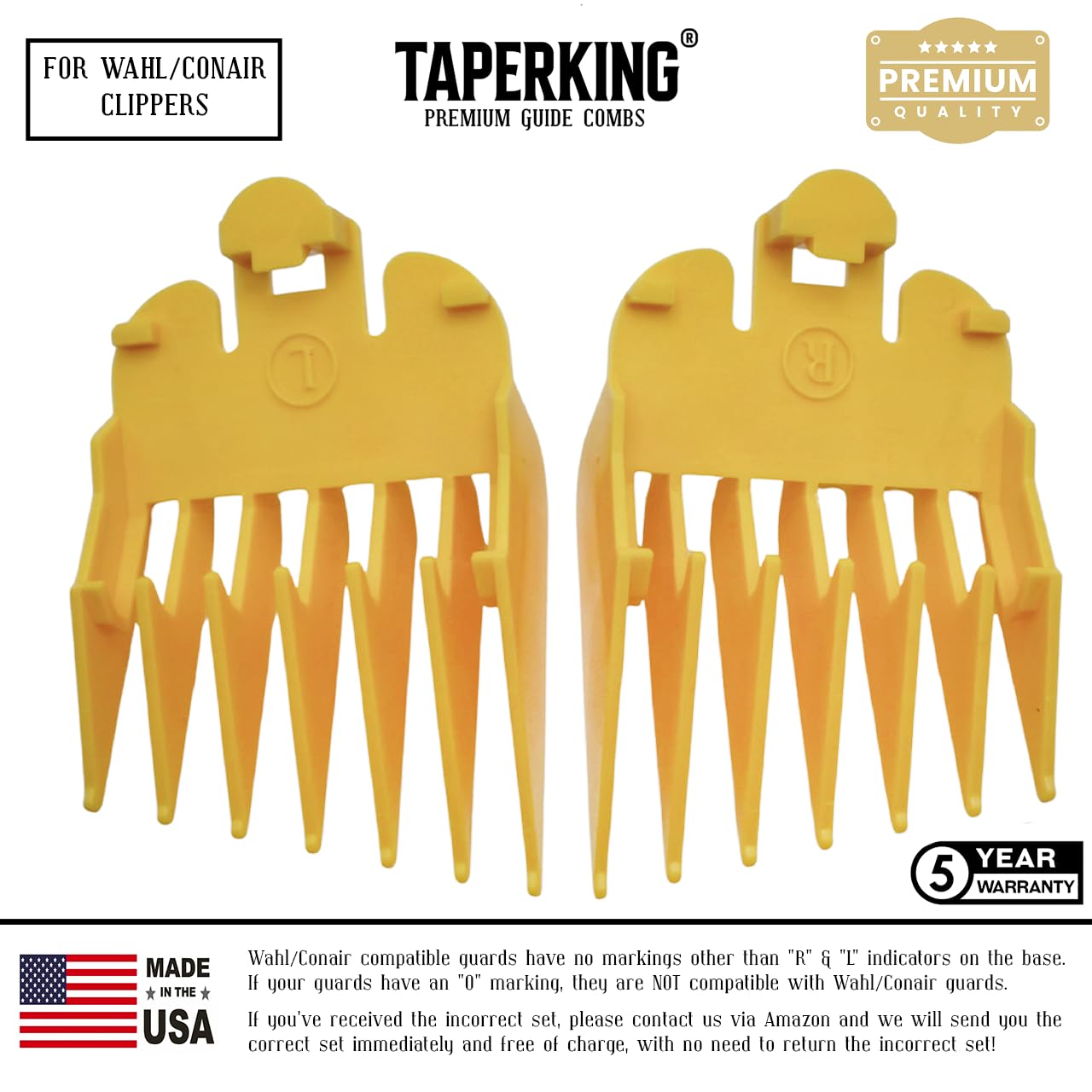 Taper King® 2.0 Guide Combs - DIY Tapers & Fades - Citrine (#2 to #5)