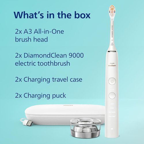 Philips Sonicare DiamondClean Toothbrush - Rechargeable & Connected | 2-Pack in Pink/White