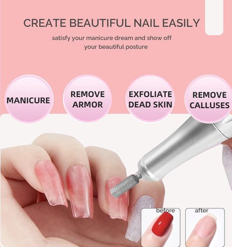 Professional Nail Drill ,OBEEGOO Electric Nail Drill 40000RPM Portable Electric E File Portable Acrylic Nail File Tools for Gel Nail ,Nail Beauty Salon (Pink)
