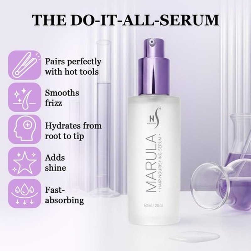 HerStyler Marula Oil Hair Serum - Anti Frizz Serum for Frizzy, Dry and Damaged Hair - Boosts Shine, Straightening - Address Flyaways, Split Ends - 2 Fl Oz (2 Pack)