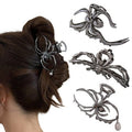 Halloween 3PCS Spider Hair Claw Clips Hair Accessories for Women Girls, Gothic Black Metal with Pearl Charms Large Medium Size Catch Clips for thick Hair Styling Tool Holiday Gifts(Black Gun)