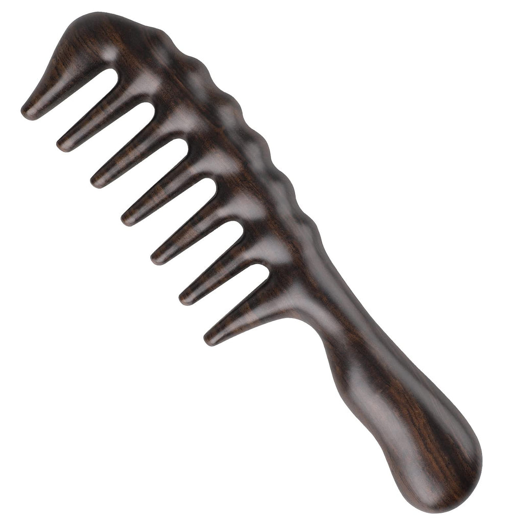 Onedor Handmade 100% Natural Black Sandalwood Hair Combs - Anti-Static Sandalwood Scent Natural Hair Detangler Wooden Comb (Thickening Comb)