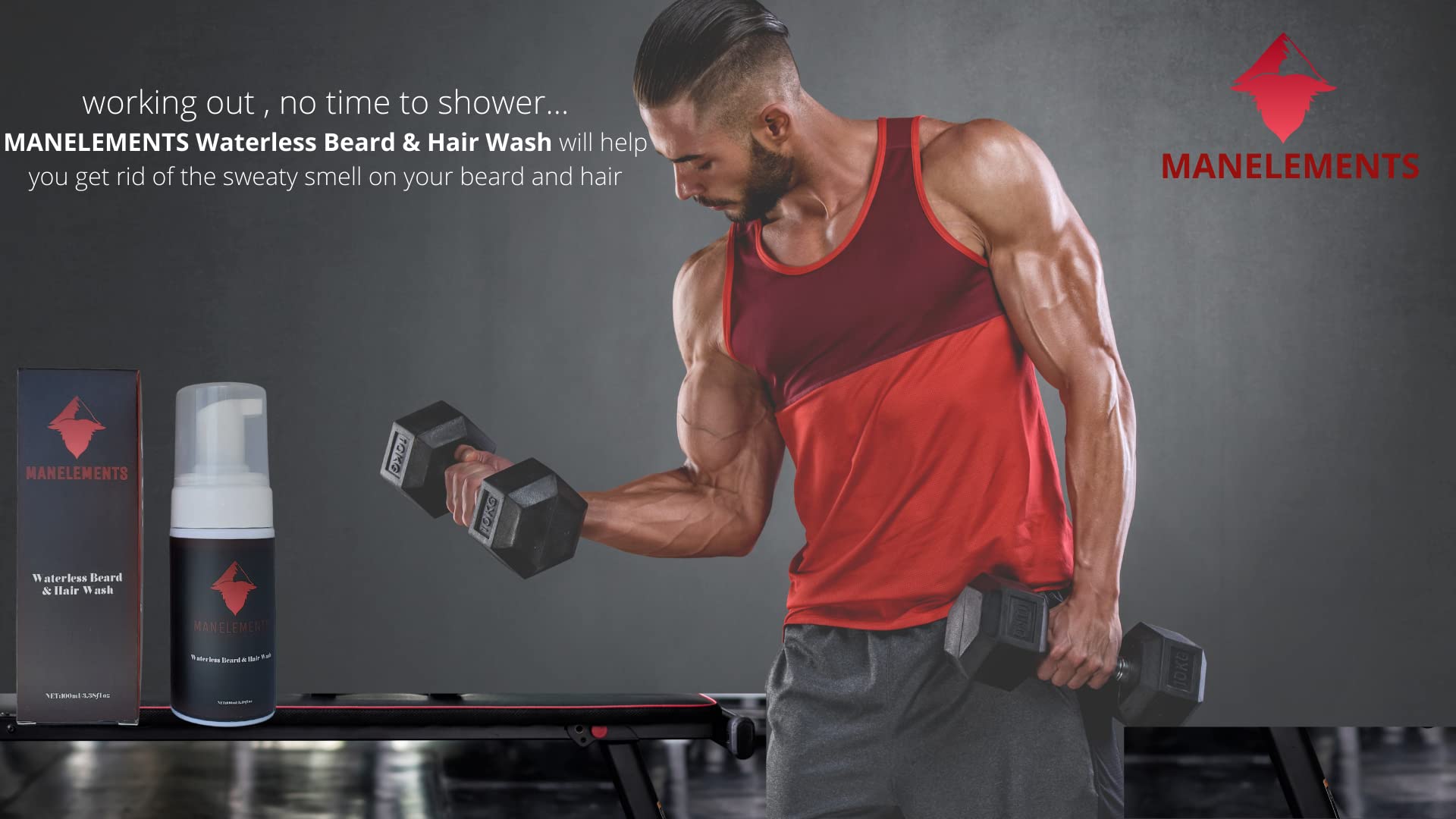 manelements Waterless Beard and Hair Cleansing Shampoo with Coconut Oil - Volumizes, Softens & Strengthens