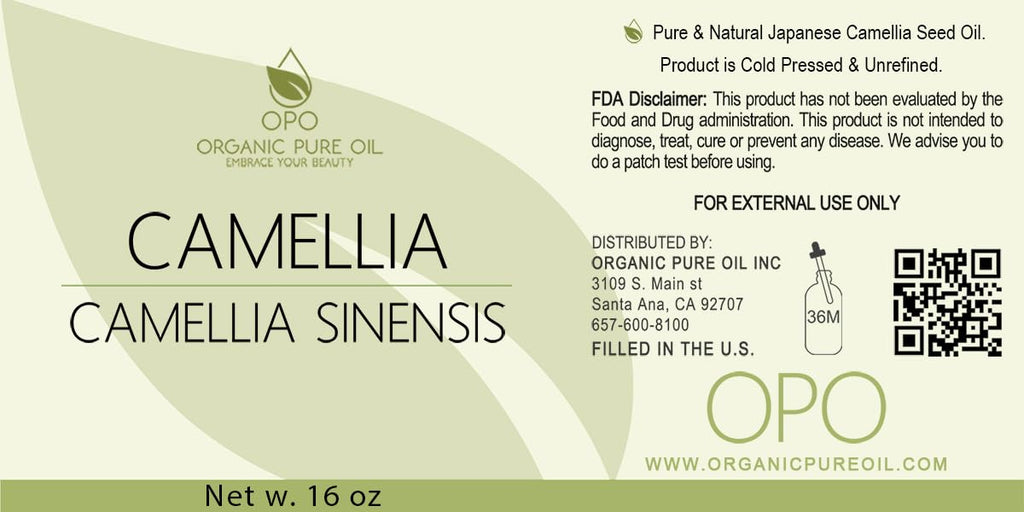 OPO Japanese Camellia Seed Oil - 16 oz Cold Pressed, Unrefined, Extra Virgin, Perfect for Body, Skin, Hair, Face, Nails