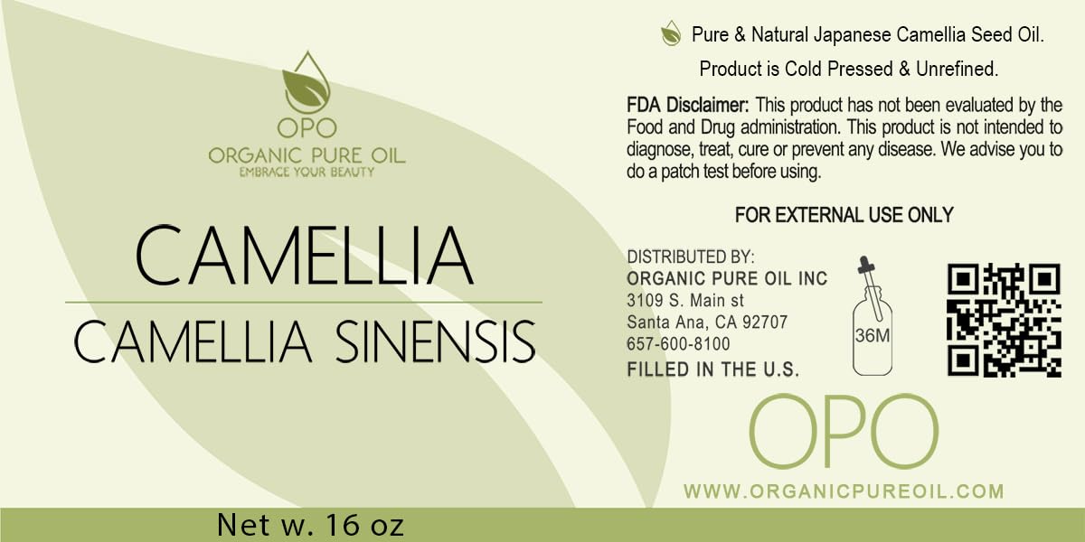 OPO Japanese Camellia Seed Oil - 16 oz Cold Pressed, Unrefined, Extra Virgin, Perfect for Body, Skin, Hair, Face, Nails