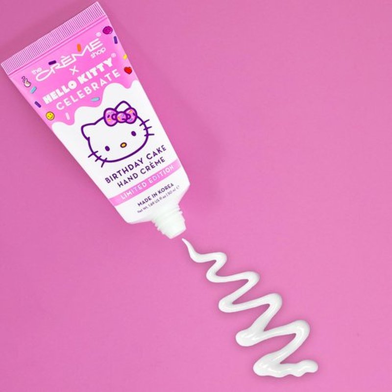 SANRIO The Creme Shop x Hello Kitty & Friends Hand Lotion Pack - Bundle of 3 Shea Butter + Vitamin E Scents Birthday Cake, Strawberry, Green Tea & Stickers