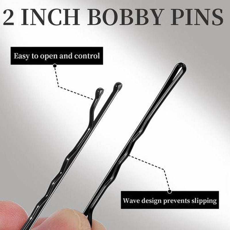 Teenitor 500pcs Black Bobby Pins, Bobby Pins for Women Black Bobby Pin Bulk 2inch