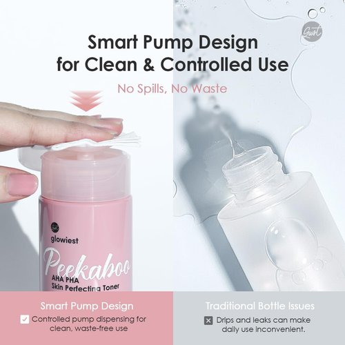glowiest AHA PHA Gentle Exfoliating Toner for Daily Use – Hydrating, Pore-Refining, Sensitive Skin Friendly (Peekaboo Skin Perfecting Toner)