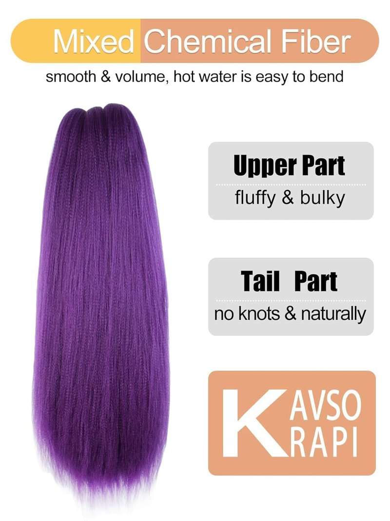 Xcrayto Long Purple Braiding Hair Pre Stretched 26Inch Synthetic DIY Braiding Hair Extensions For Braids 2 packs Purple Rumi Hair Extensions For Stage Party Halloween Costume Cosplay