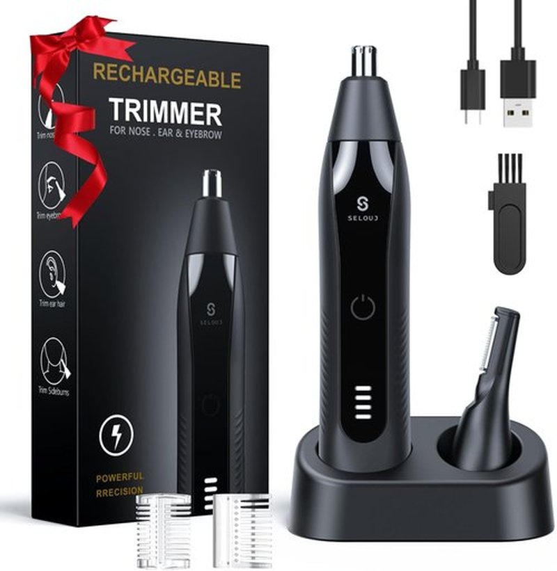 Skiennix Ear and Nose Hair Trimmer - Professional Painless USB Rechargeable with Dual Edge Blades | Waterproof Design