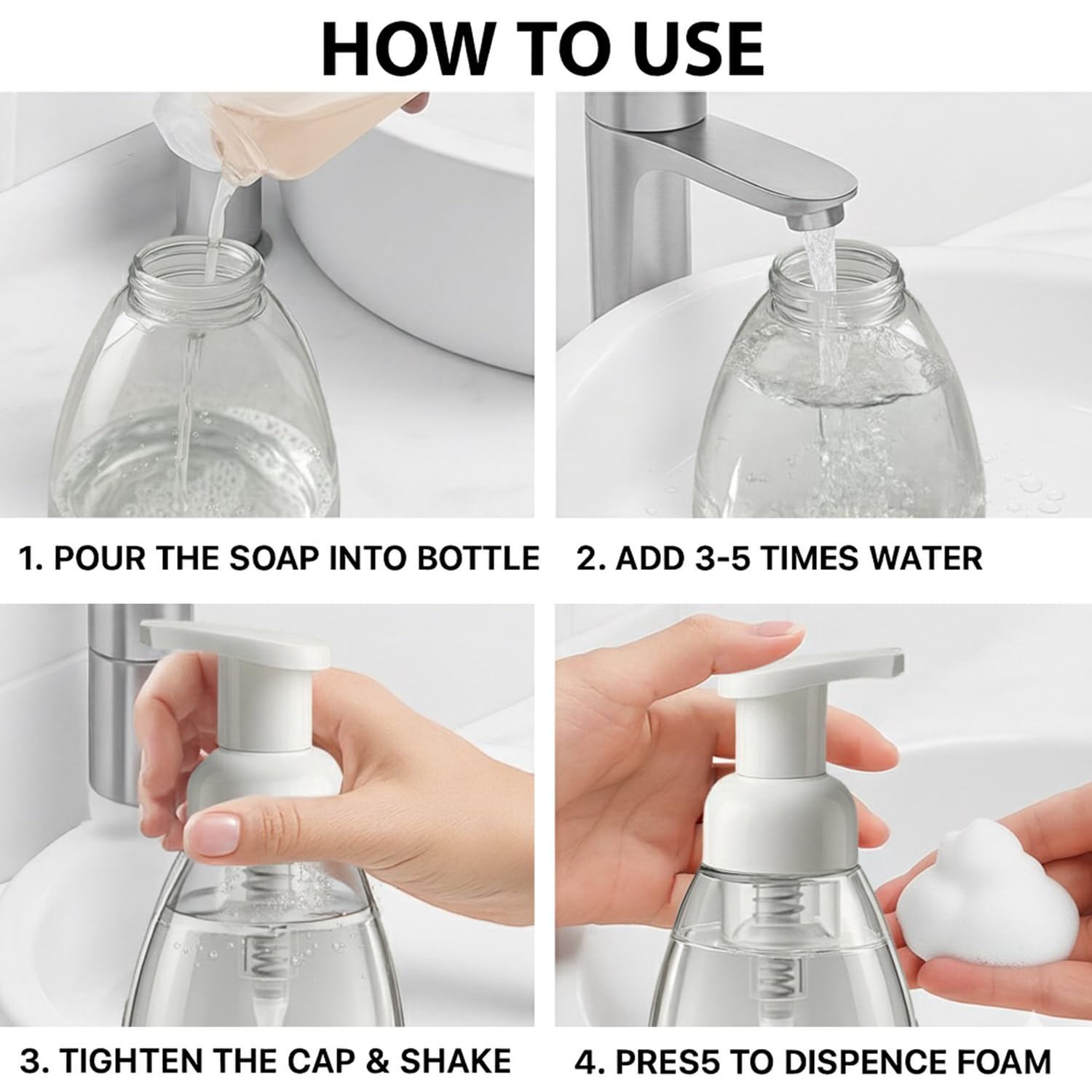 Bar5F Foaming Soap Dispenser Pump Bottle for Dr. Bronner's Castile Liquid Soap 8.5-Ounce Pack of 2