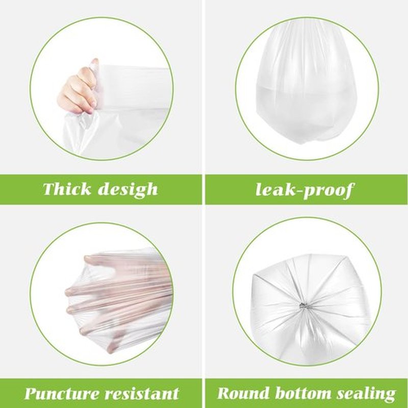 Teivio 13 Gallon Tall Kitchen Trash Bags - 60 Count Clear Garbage Bin Liners for Home & Office