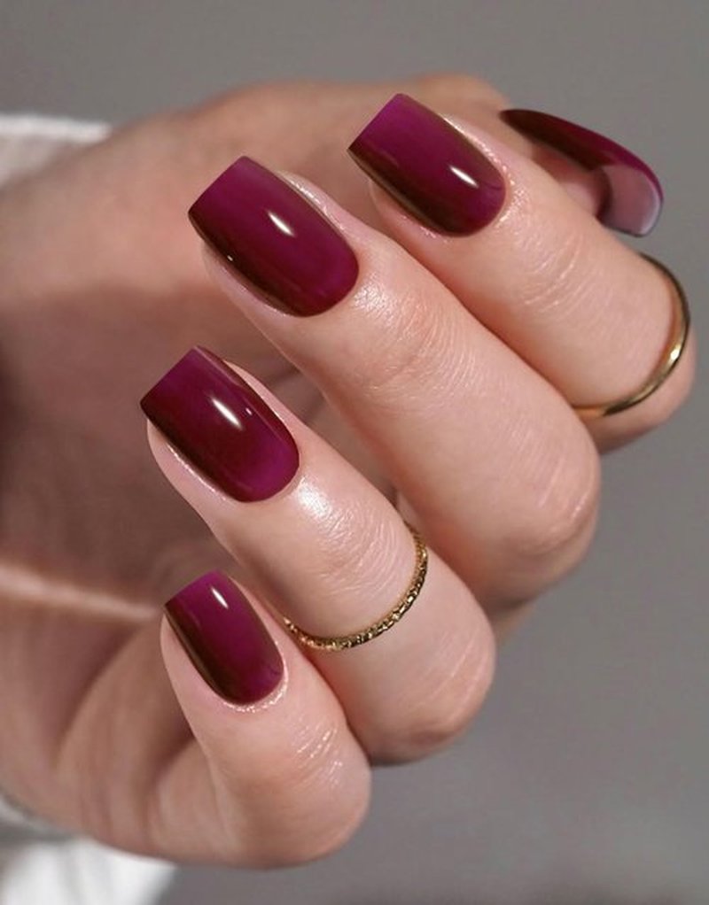 JMEOWIO Gel Nail Stickers Purple Red Semi Cured Gel Nail Strips Wraps UV/LED Nails Art Design Decoration Accessories