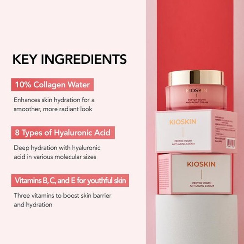KIOSKIN 107% Smoother Crow’s Feet & 104% Lifted Skin – Boosts Elasticity & Moisture – Firms & Restores Radiance with 10% Collagen Water & Hyaluronic Acid – Korean Skincare Best Collagen Cream
