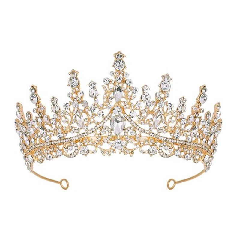 Schmoopy Tiara Crown for Women, Hair Accessories for Party Wedding (B-Gold)