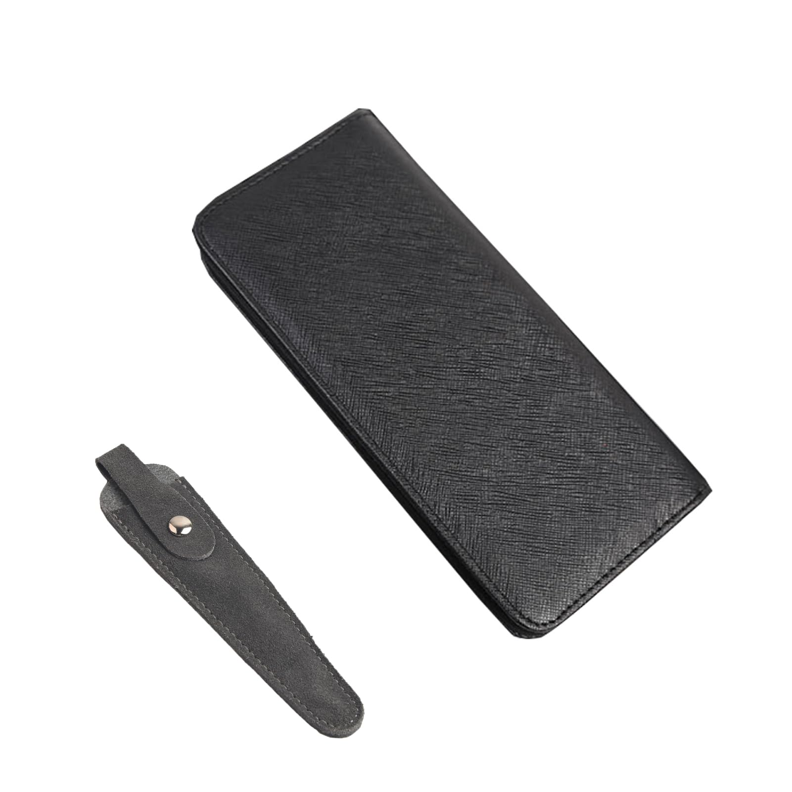 LAKE OF FIRE Scissors Case Featuring a Leather Cover and Zippers for Secure Storage and Enhanced Protection(Black+Gray)