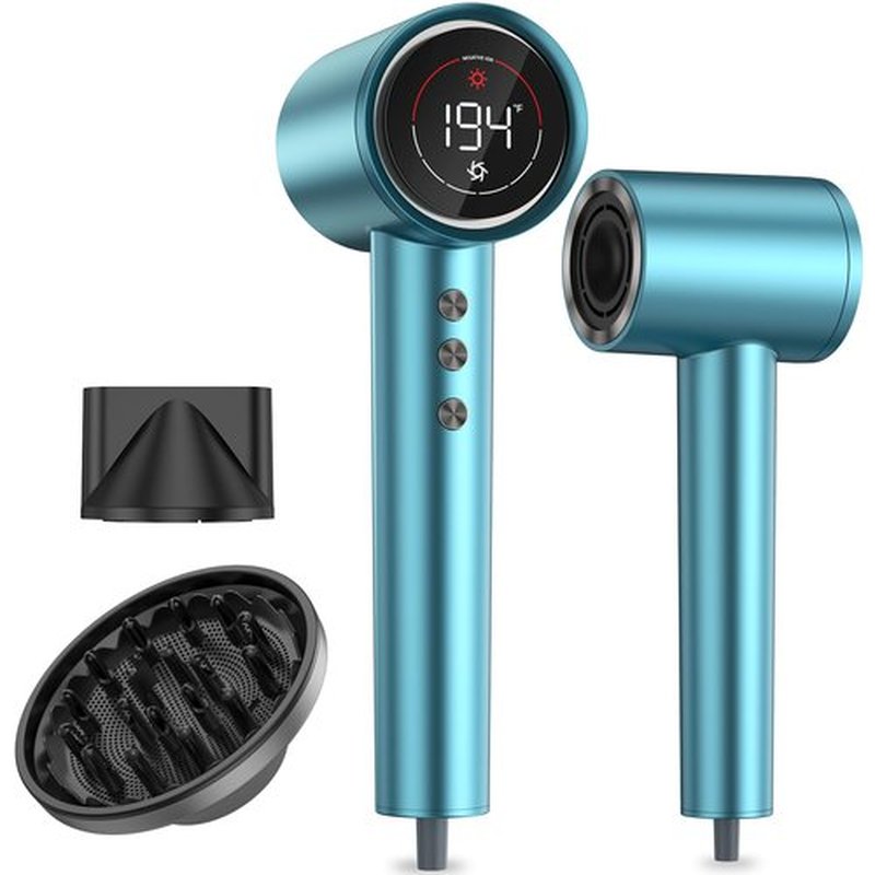 Hair Dryer, 150000 RPM Professional High-Speed Blow Dryer 500 Millions Negative Ionic Care Hair Dryer for Fast Drying, Low Noise 4 Temp/3 Speeds Hairdryer, Travel with Magnetic Diffuser & Nozzle