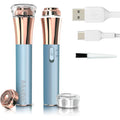 Facial Hair Removal for Women, Rechargeable 16mm Dual Ring Floating Head Blade Painless Electric Face Hair Remover, Face Shaver Razor & Trimmer for Upper Lip, Chin, 18K Gold-Plated / 360°LED Light