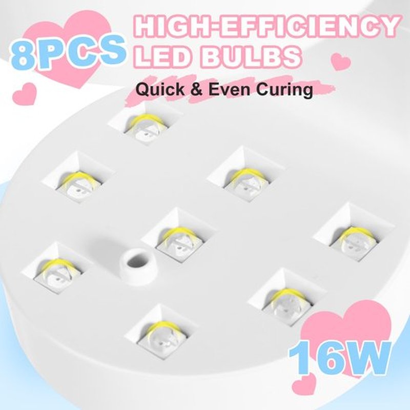 MEKK Mini UV Light for Nails,Peach-Shaped Mini UV LED Nail Lamp with Auto-Sensor,8 Beads,16W,4 Timer,Professional Flash Cure Nails Lamp Small Gel Nail Light for Salon & Home DIY Use
